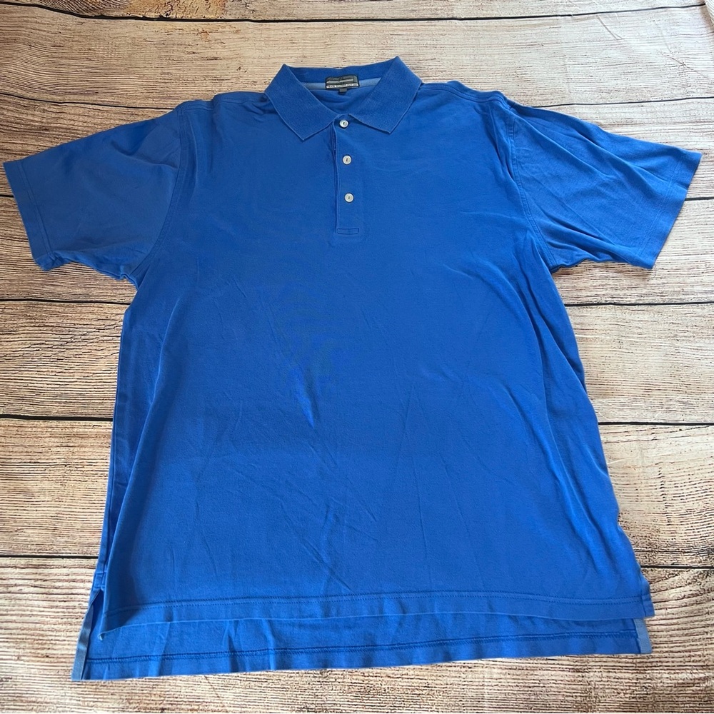 Alan Flusser Golf Performance Polo Blue Collared Short Sleeve Men’s Size XL